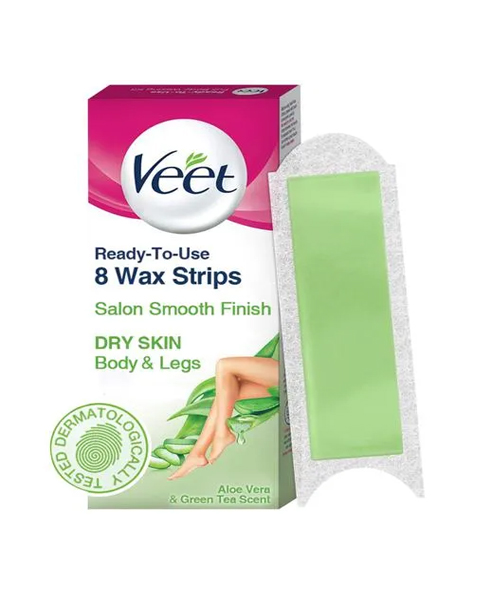Veet Hair Removal Waxing Strips Kit - Dry Skin, 8 Strips - Daily Growcer